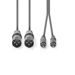 Nedis Balanced Audio-Kabel - 2x XLR 3-Pin Stecker - 2x RCA Stecker - Vernickelt - 1.50 m - Rund - PVC - Dunkelgrau - Kartonhülle Image