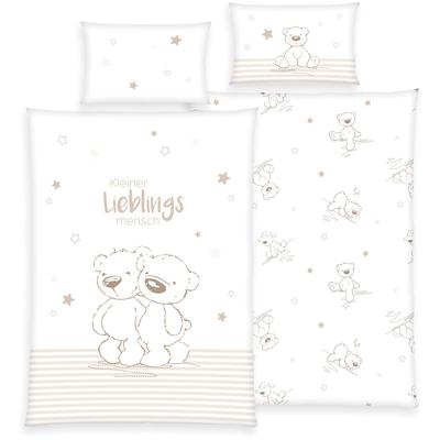 Kinderbettwäsche LÜTTENHÜTT "Kleiner Liebling in Gr. 100x135 und 135x200 cm", beige, B/L: 100cm x 135cm, , Renforcé, B/L: 60cm x 40cm, Renforcu00e9, Obermaterial: 100% Baumwolle, Bettwäsche, aus Baumwolle, mit niedlichem Bärenmotiv & Schriftzug,...