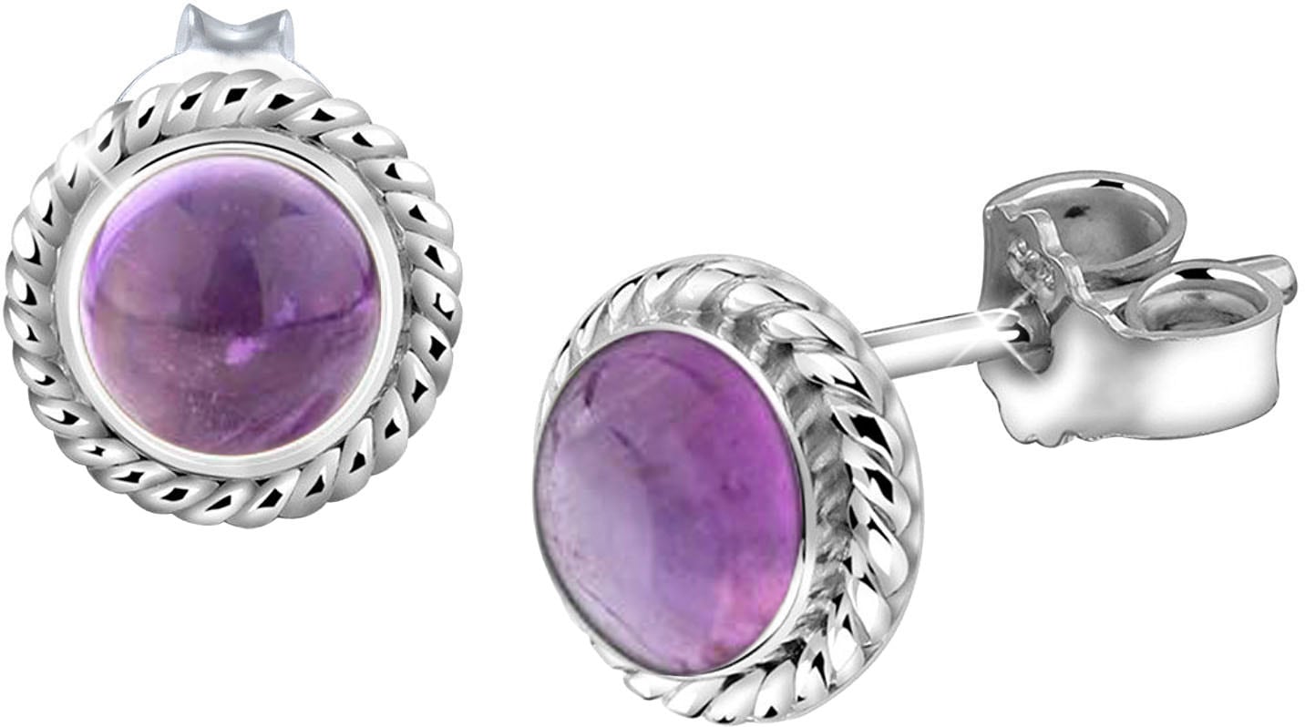 Paar Ohrstecker ELLI "Schmuck Geschenk Silber 925 Ohrringe", lila (silberfarben, violett, violett), Ohrringe, Damen, 9mm, Silber 925 (Sterlingsilber), mit Howlith oder Amethyst