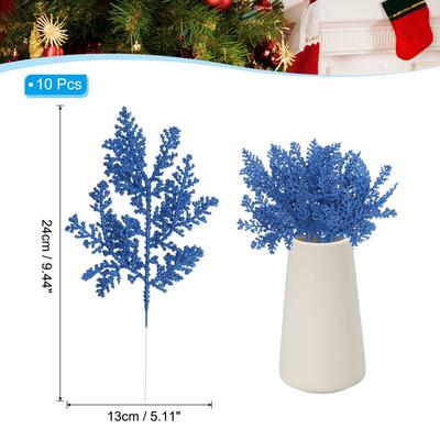 10 Pcs Glitter Artificial Pine Needles, Glitter Pine Stems