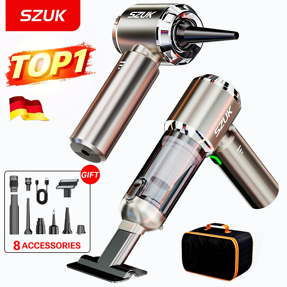 SZUK mini aspirateur le plus vendu, 2025 nouveau aspirateur sans fil , 985000Pa aspirateur pour voiture puissant,portable aspirateur à main portatif avec dépoussiérage en un clic et brosses