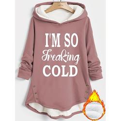 Sweat à capuche pour femme sweat-shirt pull doublé en polaire pyjamas chauds confortable et doux polaire Sherpa lettre décontracté impression sportive manches longues noir rose foncé rouge bleu gris