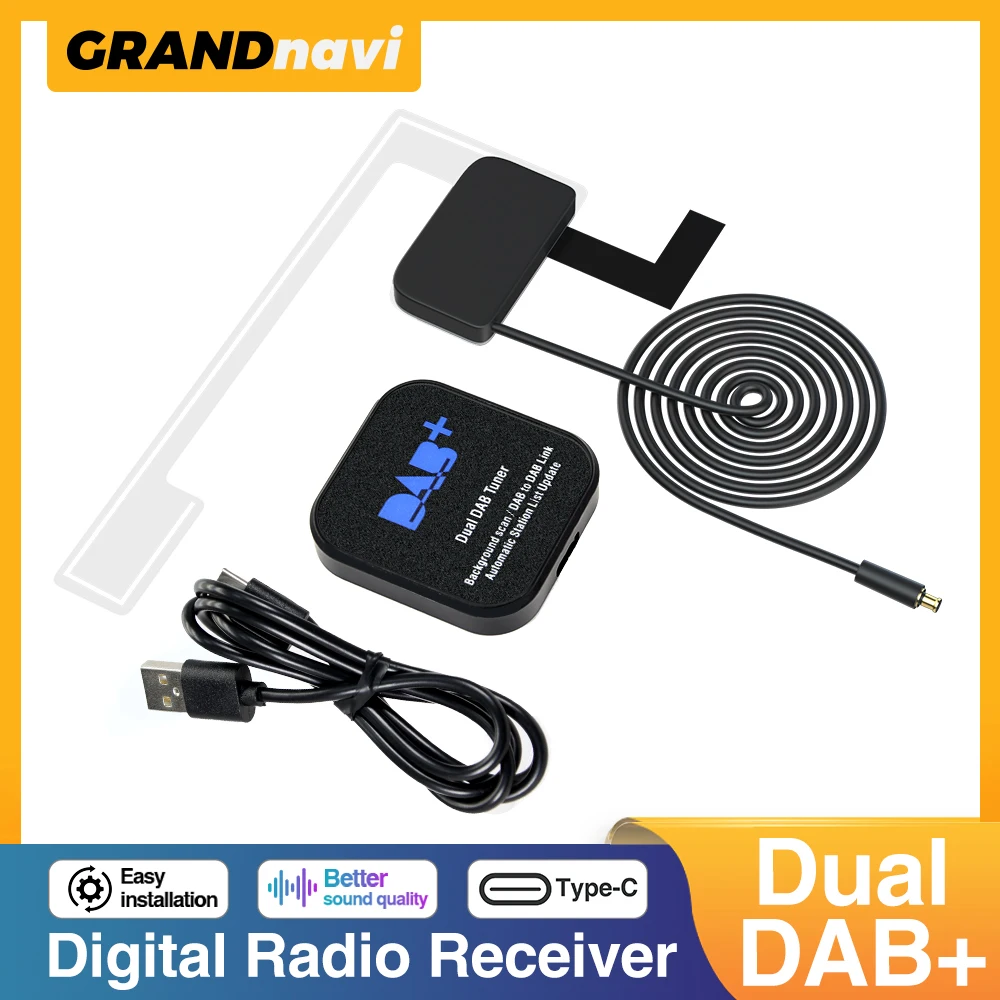 Doppio DAB + Daul DAB Box Ricevitore di segnale digitale DAB + Ricevitore Antenna Interfaccia USB portatile per autoradio Android Stereo