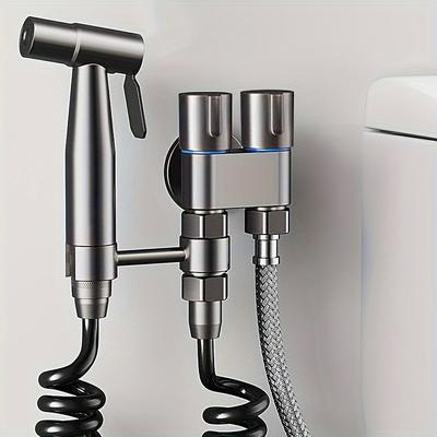 TEMU Toilet Companion Spray 1 Out Faucet Toilet Flushing Spray Women's Washers Flushing Companion (stainless Steel Ash)