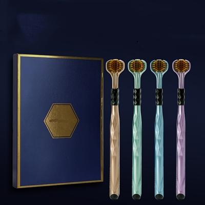 TEMU 4pcs Luxury Toothbrush Set With 360Â° & Gum Protection - Soft , Tongue Scraper Included - Perfect Elegant Gift For Couples