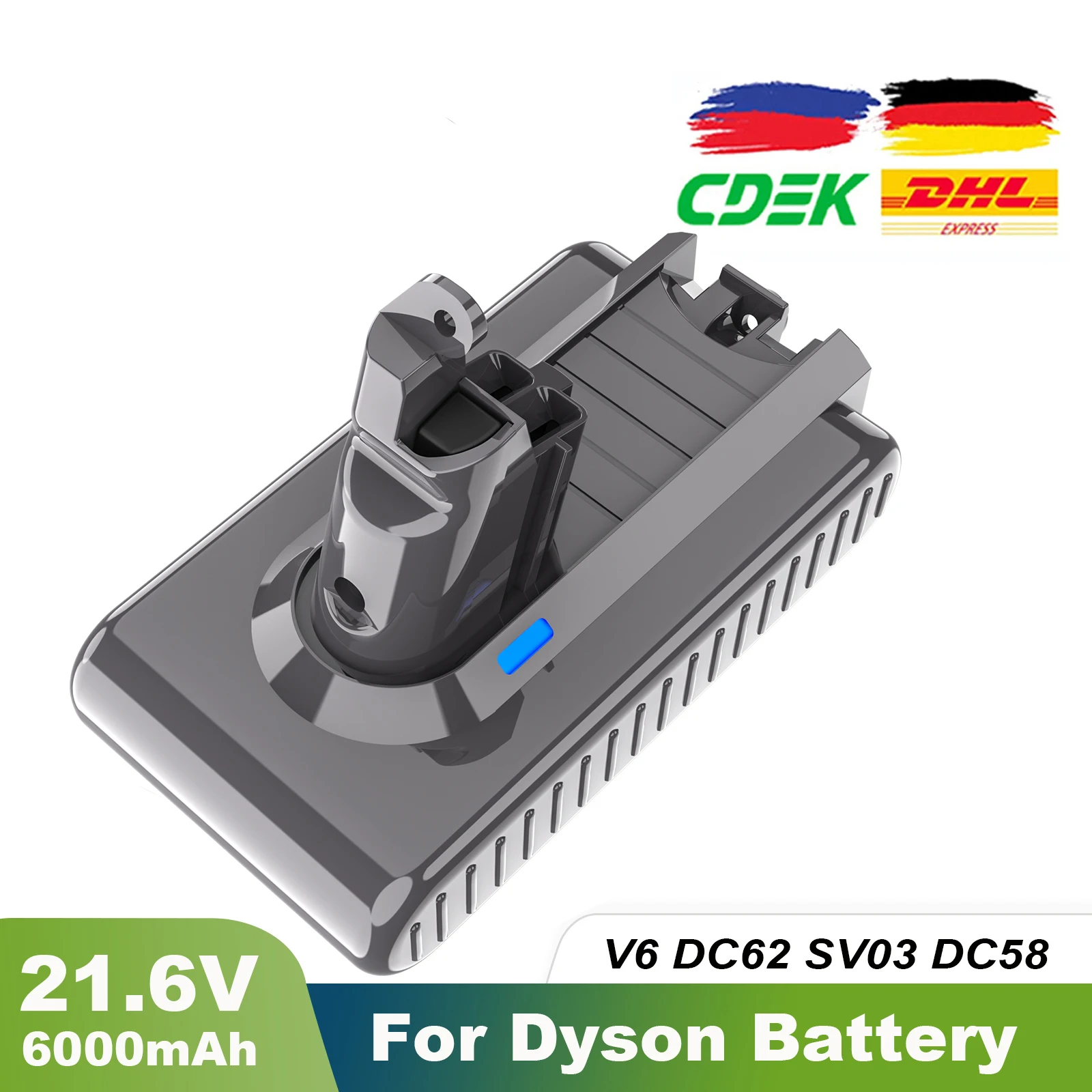 6000mah 21,6 V Ersatz batterie für Dyson v6 dc62 dc59 dc58 sv03 sv04 sv09 Tier motor kopf v6 schlank v6 absoluter Vakuum teig Image