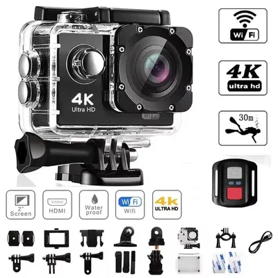 2.0" Action Camera 4K Ultra HD 30FPS WiFi Underwater Cameras Waterproof Helmet Bicycle Video Recording Cameras Outdoor Sport Cam