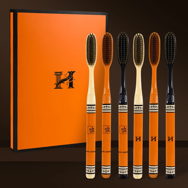 Packung mit 6 leichten, luxuriösen High-End-Zahnbürsten für Erwachsene mit langen Köpfen und weichen Borsten Image
