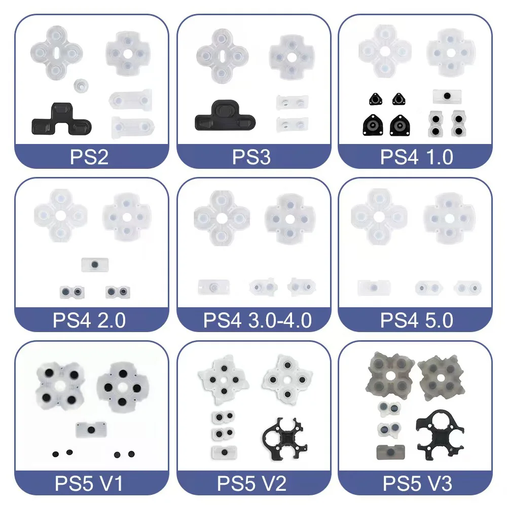 1set für ps4 JDM-001/010 JDS-030/040/050/055 silikon leitfähiger gummi knopf d pad für ps5 ps4 pro ps3 ps2 psp1000 controller