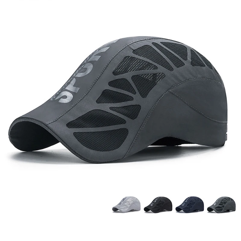 Neue Sommer Sport Brief Vorwärts Hut Männer Atmungsaktive Mesh Sonnenschirm Schnell Trocknend Outdoor Entenschnabel Kappe Baseball Kappe Geschenk Image