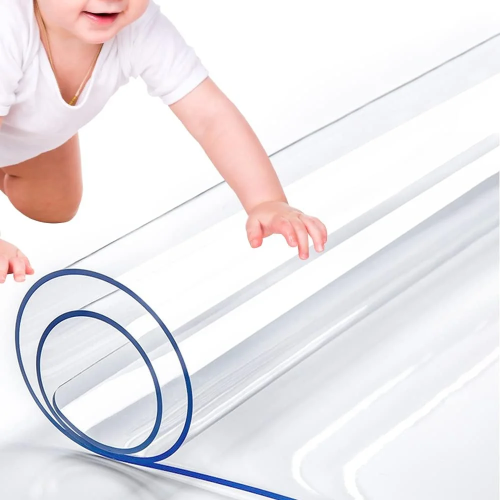 Transparente PVC-Tischdecke mit dicker, hitzebeständiger, wasserdichter und ölbeständiger Esstischmatte, 1 Stück Image