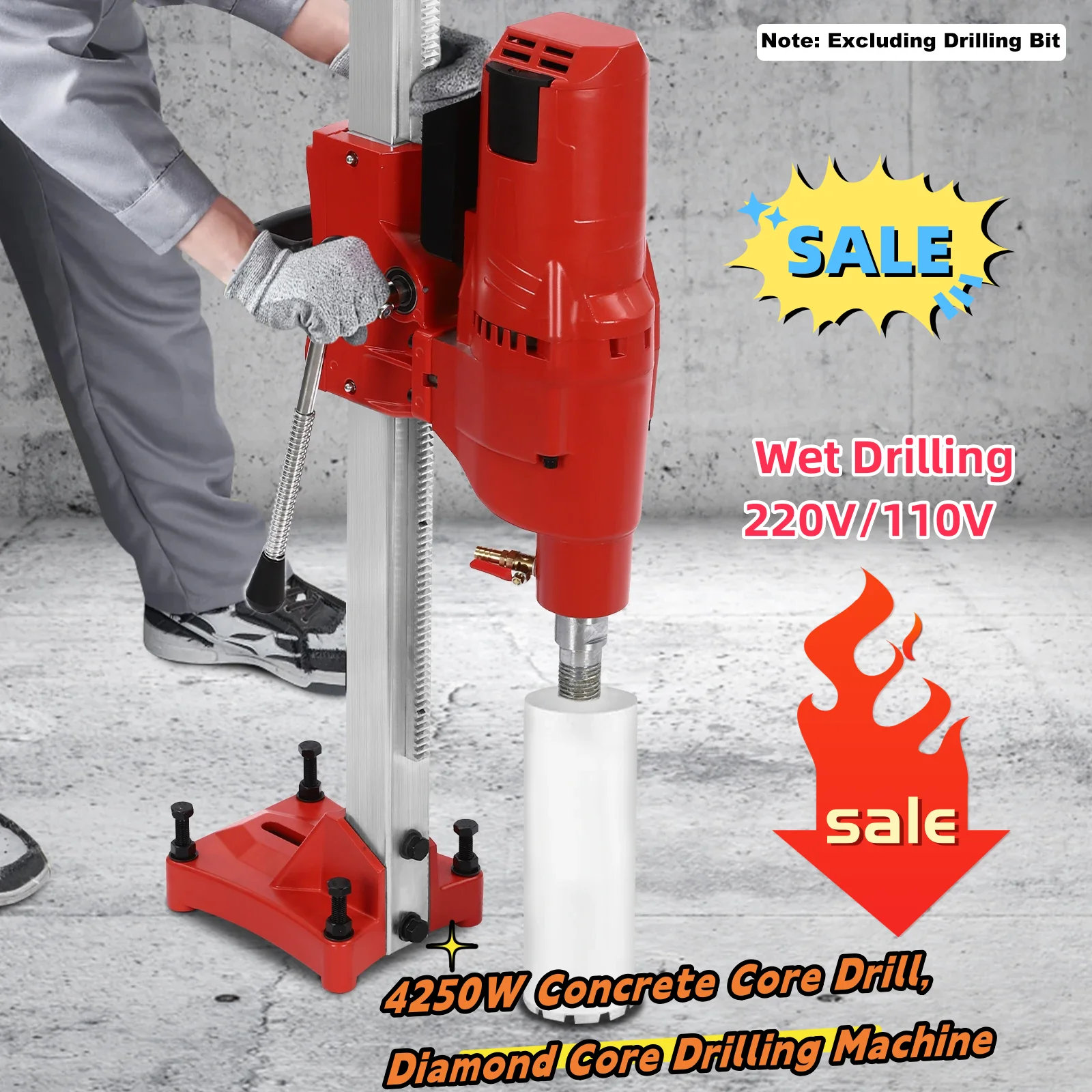 4250 W Betonkernbohrer, Diamant-Kernbohrmaschine zum Nassbohren 220 V/110 V Image