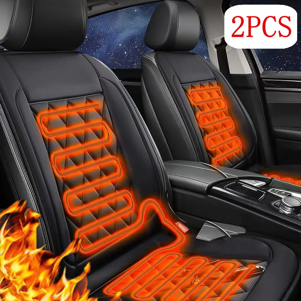 2PCS Winter Auto Beheizte Sitze 12V Fahrer Sitz Abdeckung Elektrische Beheizte Auto Sitz Heizung Kissen Abdeckungen Heizung Pads set Kissen Image