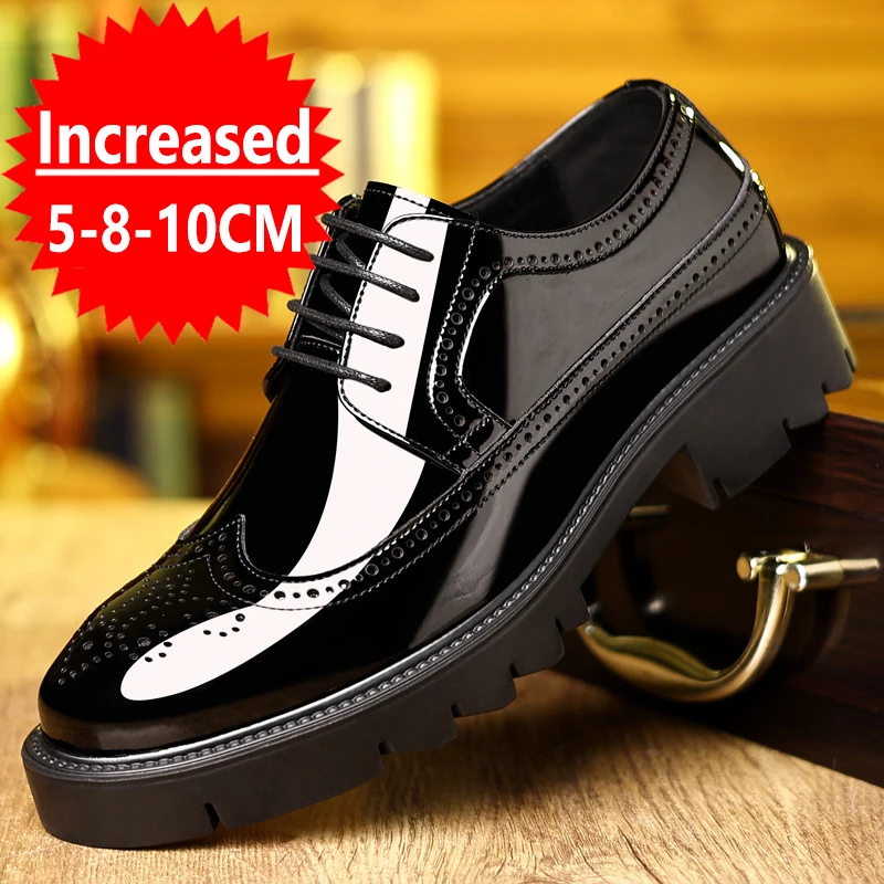 Neue Männer Kleid Schuhe Aufzug Schuhe Aus Echtem Leder Erhöhen Business Lift Schuhe Helle Oberen Für Mann 8cm 10cm erhöhung Schuhe