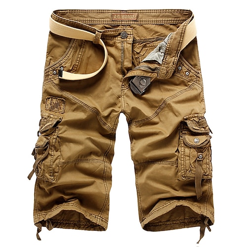Herren Cargoshorts Wandershorts Militär Sommer Frühling Außen Normale Passform 10 Ripstop Multi Pocket Atmungsaktiv Caprihose Unterteile Tasche Schwarz Weiß Baumwolle Camping / Wandern Image