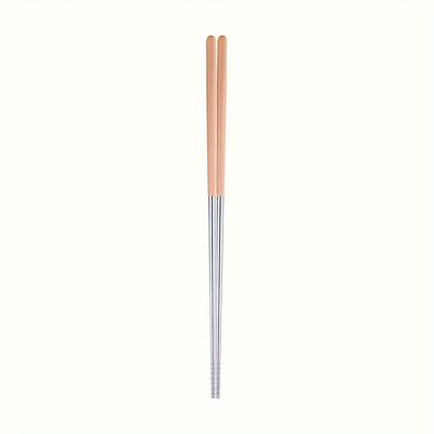 TEMU Pair Of Stainless Steel Deep-fried Chopsticks, Restaurant, Home Use Long Chopsticks, Deep-fried Chopsticks, Hot Pot Chopsticks, Non-slip Solid Wood Chopsticks, Extended Chopsticks For Image