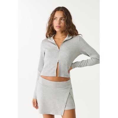 Stradivarius Soft-touch zipped jacket Grey melange L