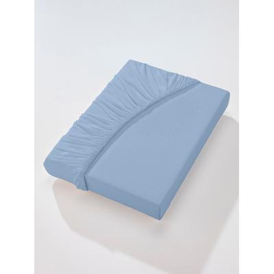 Betttuch ESTELLA Gr. 3, blau (bleu), B:180-200cm L:200cm, Mako-Jersey, 100% Baumwolle, Laken Image