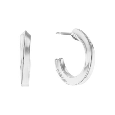 Paar Creolen CALVIN KLEIN "Schmuck Edelstahl Ohrschmuck Damenohrringe SCULPTURAL", silber (silberfarben), Ohrringe, Dame