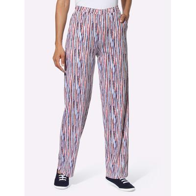 Jerseyhose CLASSIC BASICS, Damen, Gr. 44, Normalgrößen, bunt (marine, koralle, bedruckt), 100% Baumwolle, gemustert, mehrfarbig, lang, Hosen Image