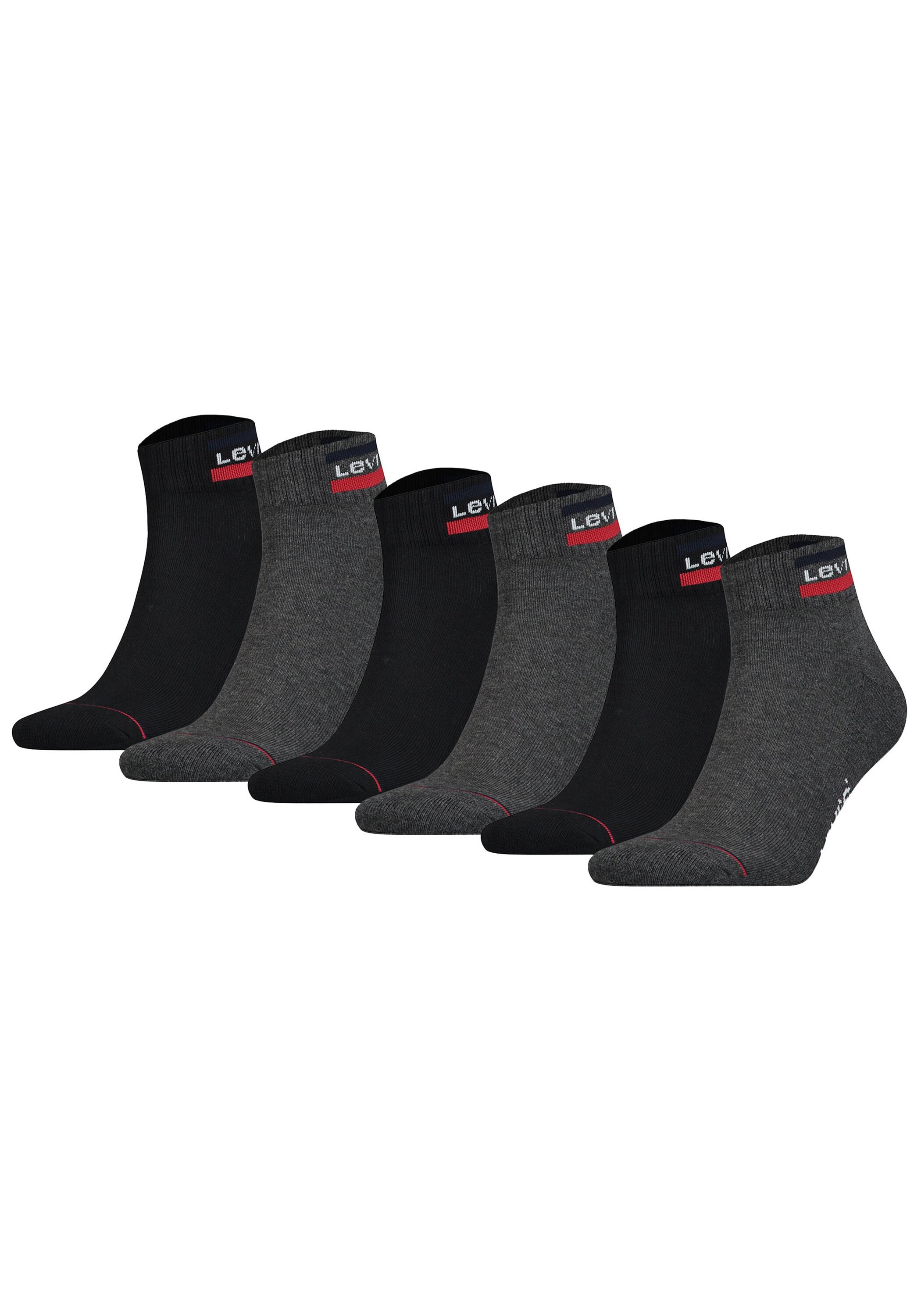 Kurzsocken LEVI'S "Socken 6er Pack", Damen, Gr. 39-42, schwarz (schwarz, grau), Obermaterial: 83% Baumwolle CO. 15% Polyamid PA. 2% Elasthan EL., Socken Image