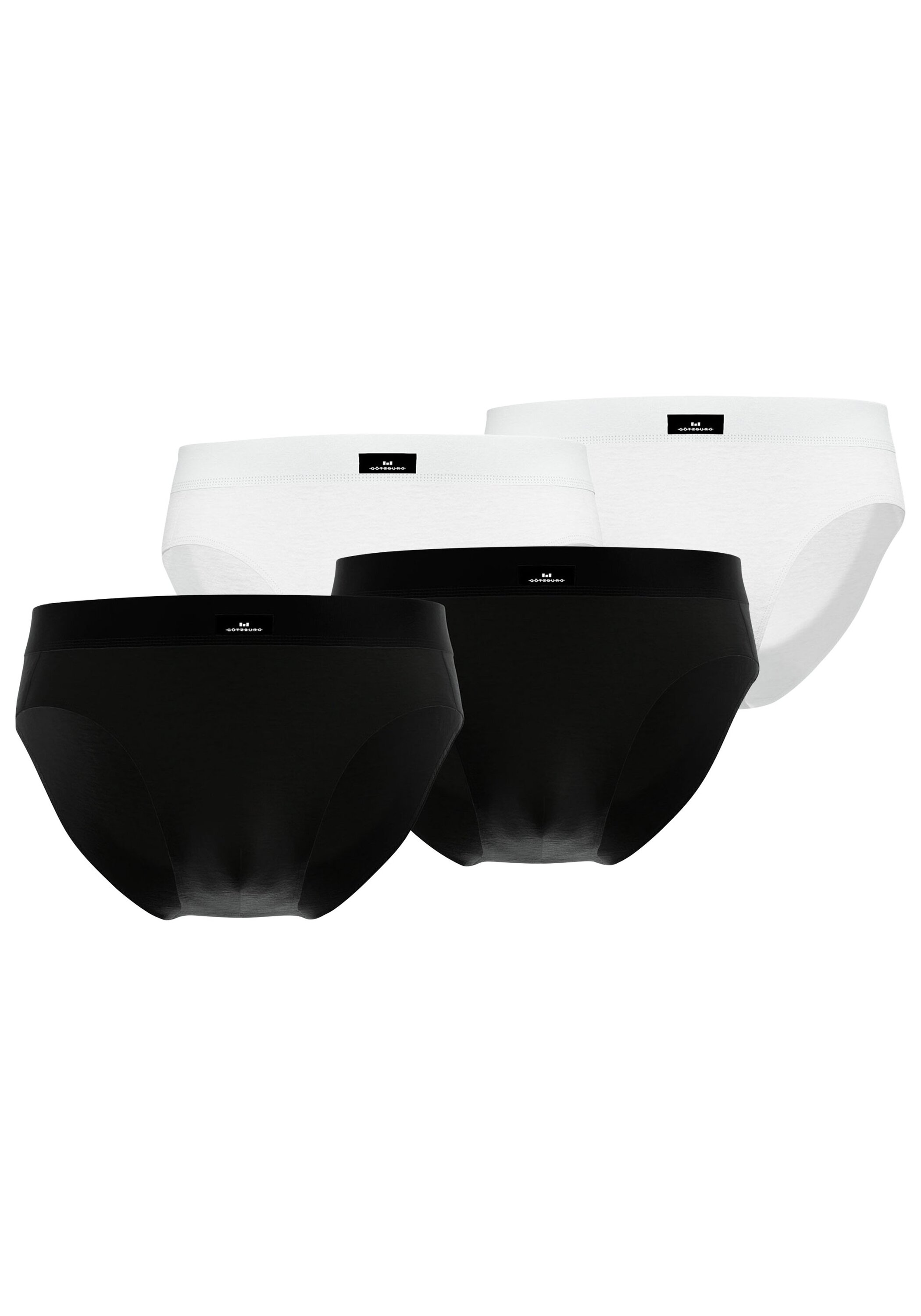 "Slip GÖTZBURG ""Slip 4er Pack"", Herren, Gr. XL, bunt (weiß, schwarz), Obermaterial: 95% Baumwolle CO. 5% Elasthan EL., Unterho