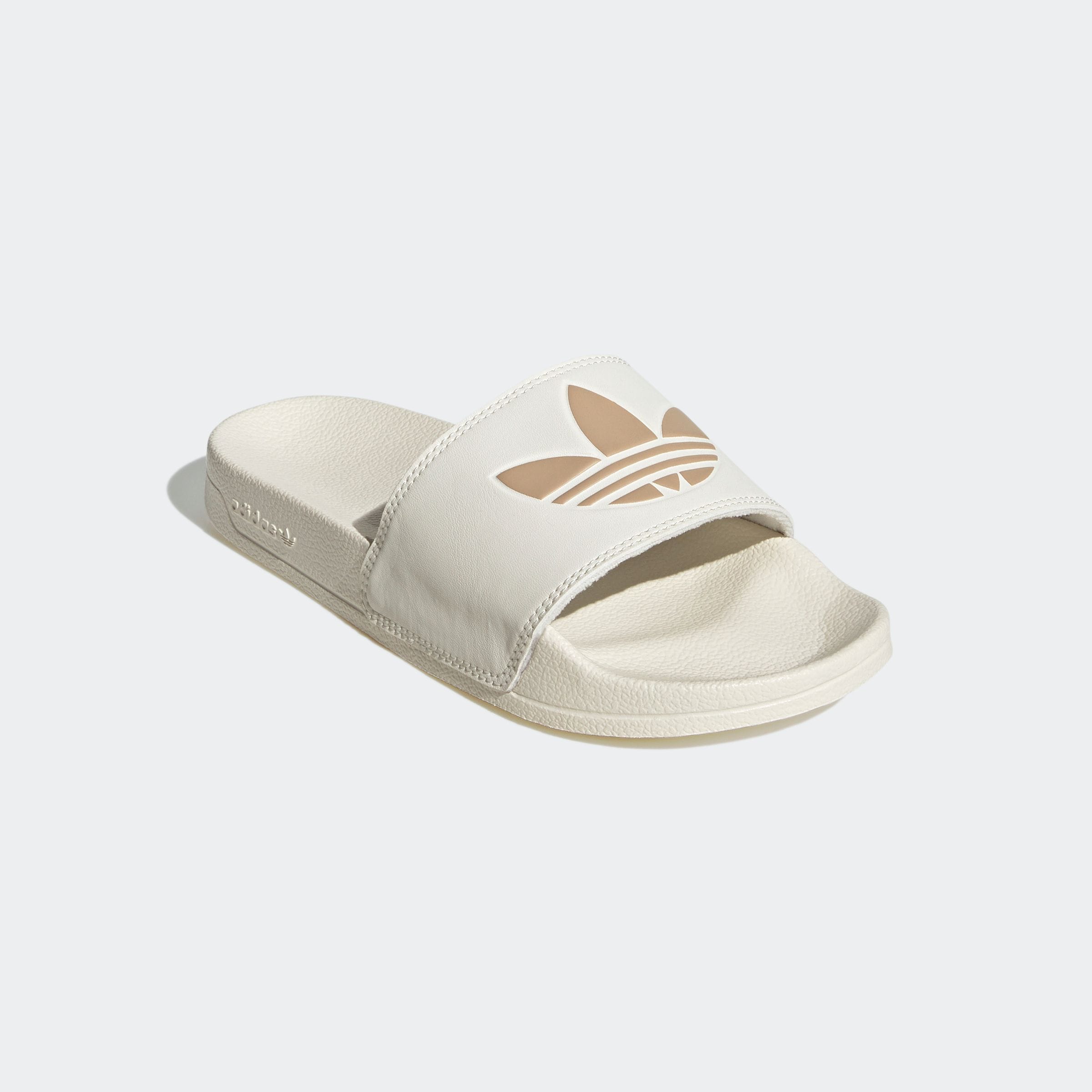 Badesandale ADIDAS ORIGINALS "LITE ADILETTE", Gr. 42, weiß (sanftes weiß, warm sandstone, warm sandstone), Synthetik, Schuhe