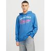 Kapuzensweatshirt JACK & JONES "JJELOGO SWEAT HOOD 2 COL 24/25 NOOS", Herren, Gr. L, blau (pacific coast), angeraute Sweatware, Obermaterial: 70% Baumwolle, 30% Polyester, bedruckt, modisch, regular fit taillenbedeckt, ohne Ausschnitt, Langarm...