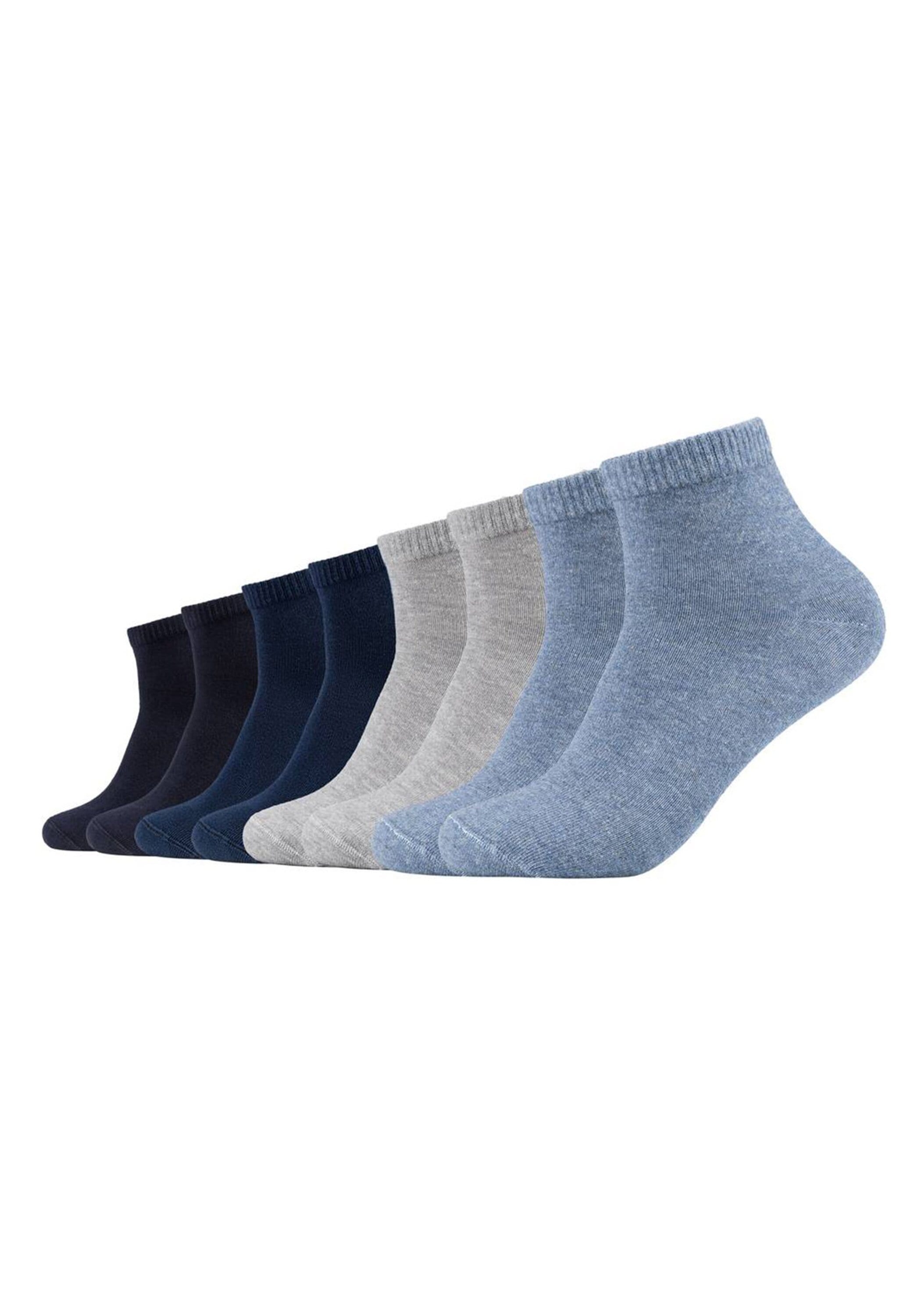 Kurzsocken S.OLIVER "Socken 8er Pack", Herren, Gr. 43-46, blau (blau, grau), Obermaterial: 62% Baumwolle CO. 36% Polyester PES. 2% Elasthan EL., Socken