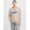 Kapuzensweatshirt JACK & JONES "JJELOGO SWEAT HOOD 2 COL 24/25 NOOS", Herren, Gr. S, gelb (moonbeam), angeraute Sweatware, Obermaterial: 70% Baumwolle, 30% Polyester, bedruckt, modisch, regular fit taillenbedeckt, ohne Ausschnitt, Langarm...