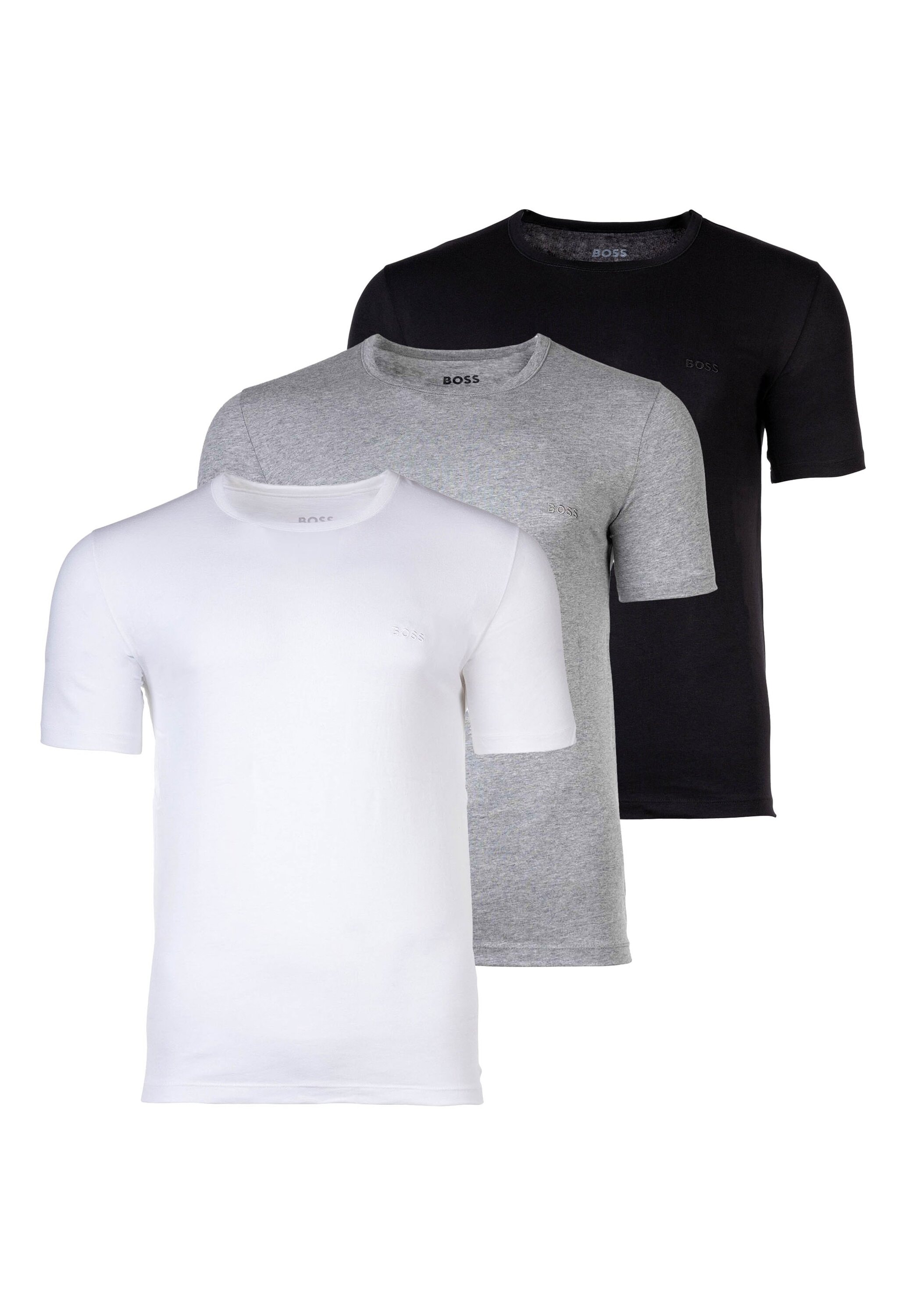 T-Shirt BOSS "T-Shirt T-Shirt RN 3P Classic 3er Pack", Herren, Gr. L, bunt (schwarz, grau, weiß), Obermaterial: 100% Baumwolle CO., Shirts T-Shirt