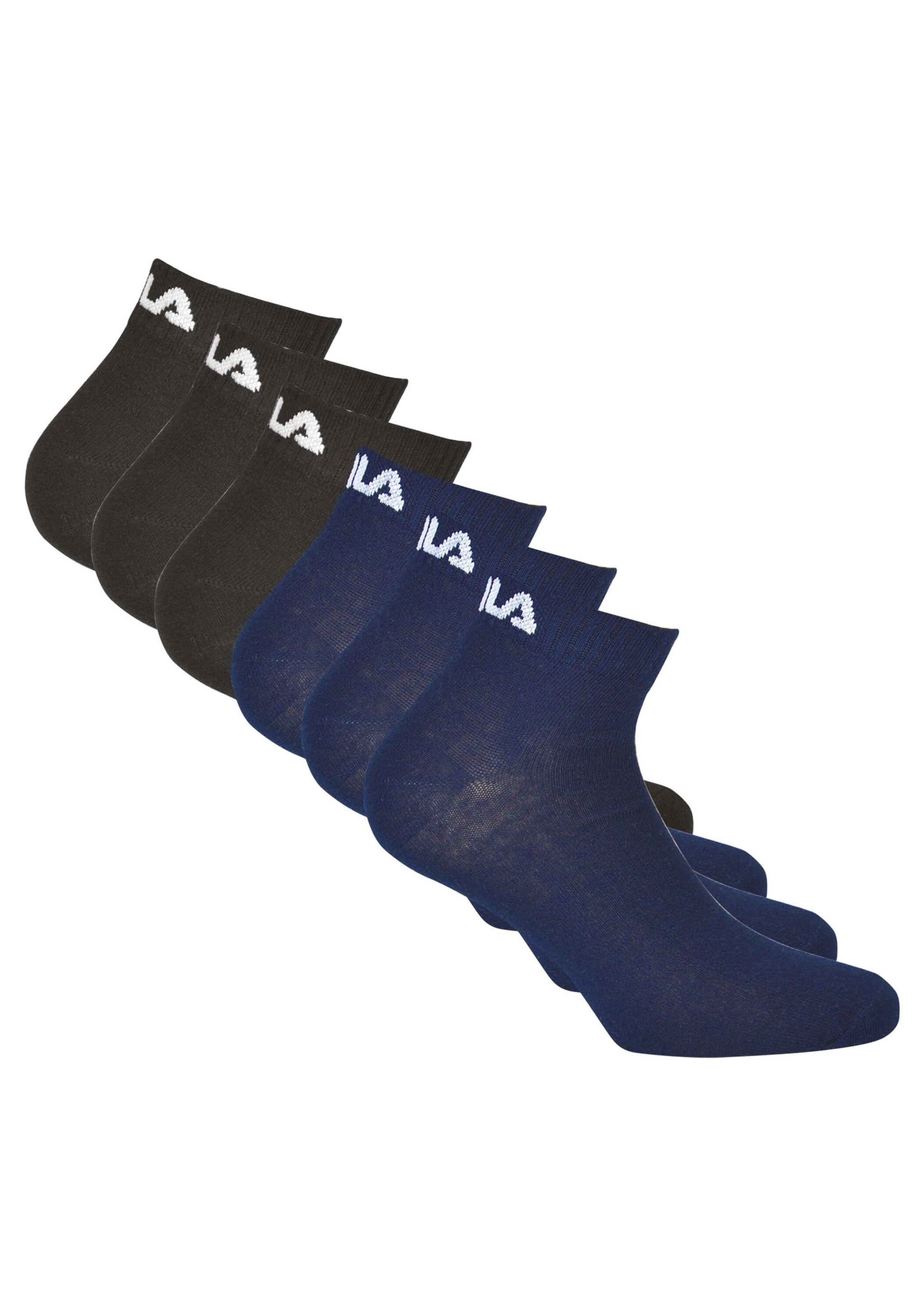 Kurzsocken FILA "Socken 6er Pack", Herren, Gr. 39-42, schwarz (schwarz, blau), Obermaterial: 75% Baumwolle CO. 23% Polyester PES. 2% Elasthan EL., Socken