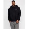 Kapuzensweatshirt "JJECORP LOGO SWEAT HOOD NOOS PLS", Herren, Gr. XXXL, schwarz (schwarz detail:small print, schwarz), angeraute Sweatware, Obermaterial: 70% Baumwolle, 30% Polyester, JACK & JONES PLUSSIZE, bedruckt, modisch, regular fit...