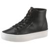 Plateausneaker CALVIN KLEIN JEANS "BOLD VULC FLATF MID LTH IN", Damen, Gr. 41, schwarz-weiß (schwarz, weiß), Leder, unifarben, sportlich, Schuhe, High Top Sneaker, Schnürboots mit CK Logo an der Ferse