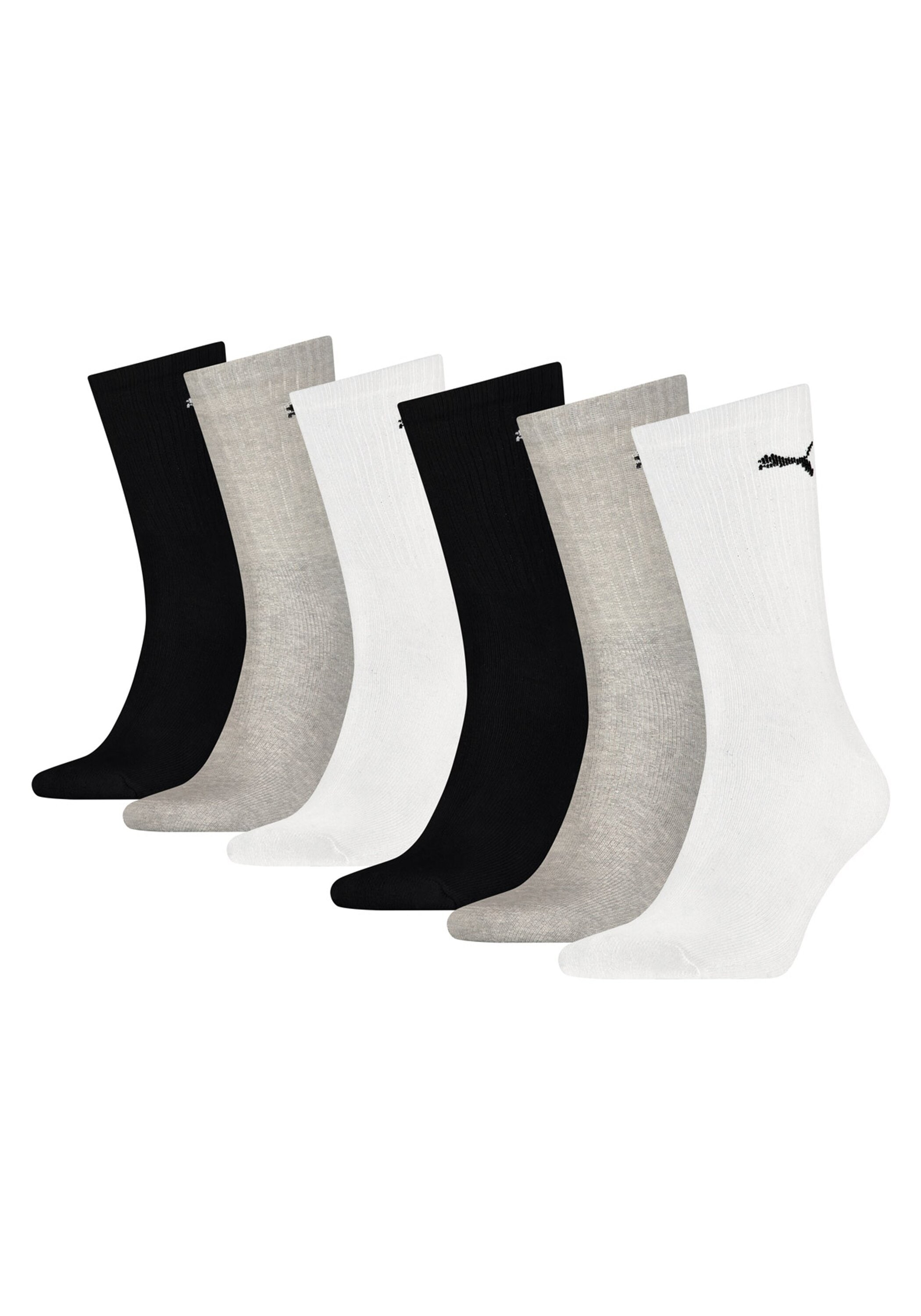 Kurzsocken PUMA "Socken 6er Pack", Herren, Gr. 47-49, bunt (schwarz, weiß, grau), Obermaterial: 74% Baumwolle CO. 21% Polyester PES. 3% Polyamid PA. 2% Elasthan EL., Socken