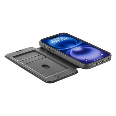 CELLULARLINE Flip Case "Book Case Daily MAG für Apple iPhone 16", schwarz, B:11cm H:2cm T:20,5cm, Hüllen, Bookcover, Schutzhülle, Handyschutzhülle, Case, Schutzcase, stoßfest