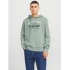 Kapuzensweatshirt JACK & JONES "JJELOGO SWEAT HOOD 2 COL 24/25 NOOS", Herren, Gr. M, grün (iceberg grün detail:melange), angeraute Sweatware, Obermaterial: 70% Baumwolle, 30% Polyester, meliert, bedruckt, modisch, regular fit taillenbedeckt, ohne...