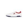Sneaker TOMMY JEANS "(NEW) TJM CUPSOLE LEATHER ESS", Herren, Gr. 43, bunt (weiß, rot, blau), Leder, Textil, Lederimitat, sportlich, Schuhe, Freizeitschuh, Halbschuh, Schnürschuh im Basket-Look