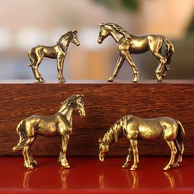 TEMU 4pcs Mini Copper Alloy Pony Ornaments - Moss Fish Garden Micro Landscape Decorations Image