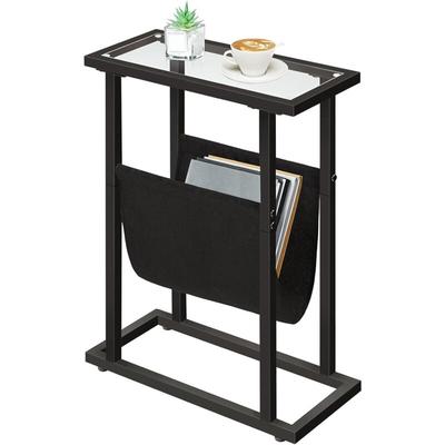 Hoobro - Beistelltisch, schmaler Bett-Beistelltisch, Beistelltisch aus gehärtetem Glas, Kleiner Image
