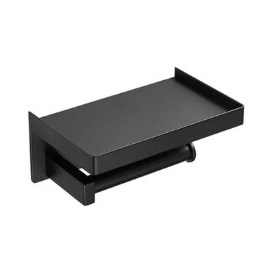 Toilettenpapierhalter, wandmontierter Toilettenpapierhalter ohne Bohren(Schwarz) Image