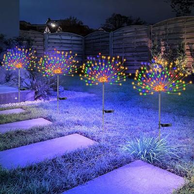 4er-Pack Solar-Feuerwerkslichter, 120 LEDs, 40 Kupferdrähte, solarbetriebene Feuerwerkslichter für Image