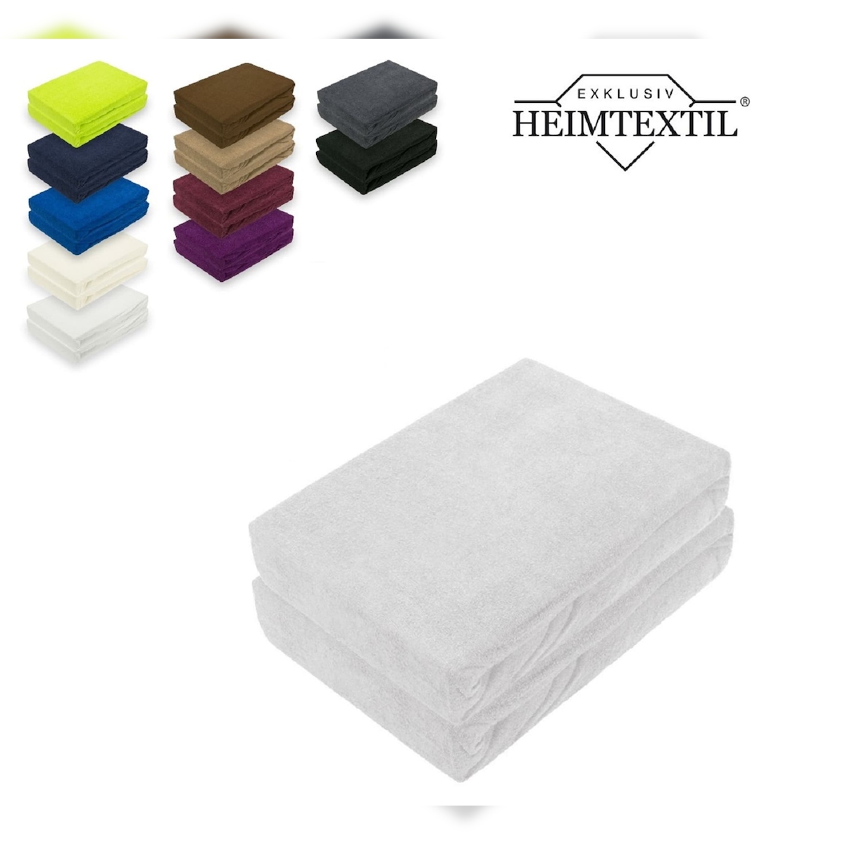 EXKLUSIV HEIMTEXTIL Doppelpack Marke Frottee Spannbettlaken Silber 120 x 200 cm Image