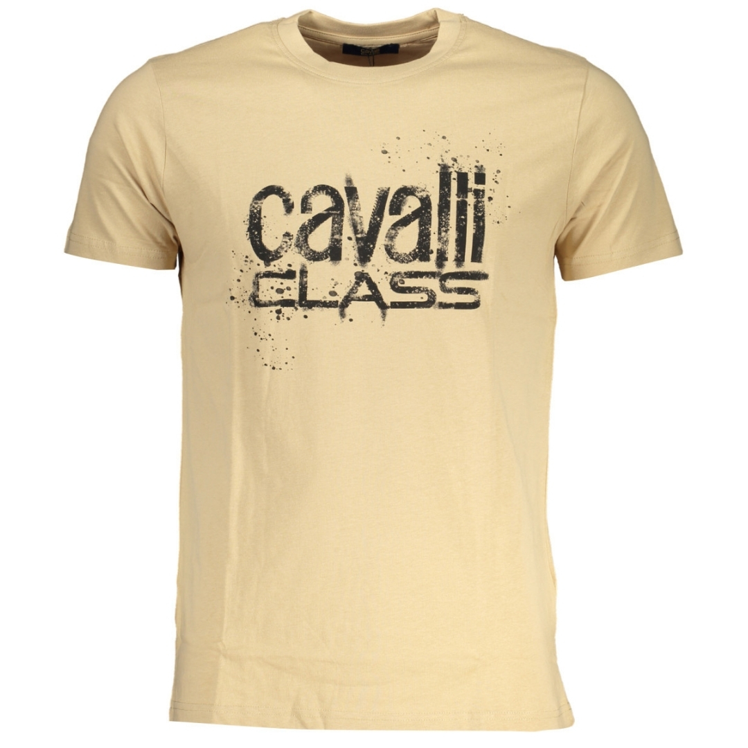 Cavalli Class Bold Black Logo Beiges T-Shirt Image