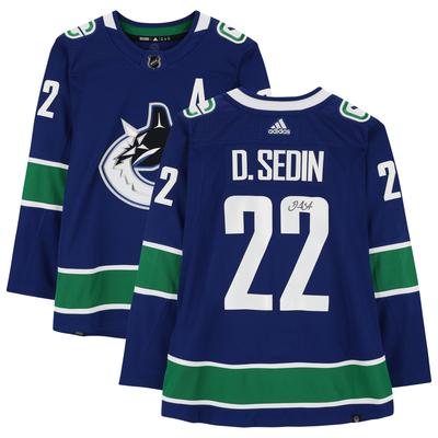 Blaues Adidas-Authentiktrikot von Daniel Sedin von den Vancouver Canucks mit Autogramm Image