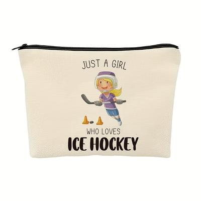 TEMU Travel Pouch Bag For Team Inspirational Gifts For Women Teen Girls Birthday Christmas Friendship Gifts For Her - Just A Girl Who Loves Ice Hockey