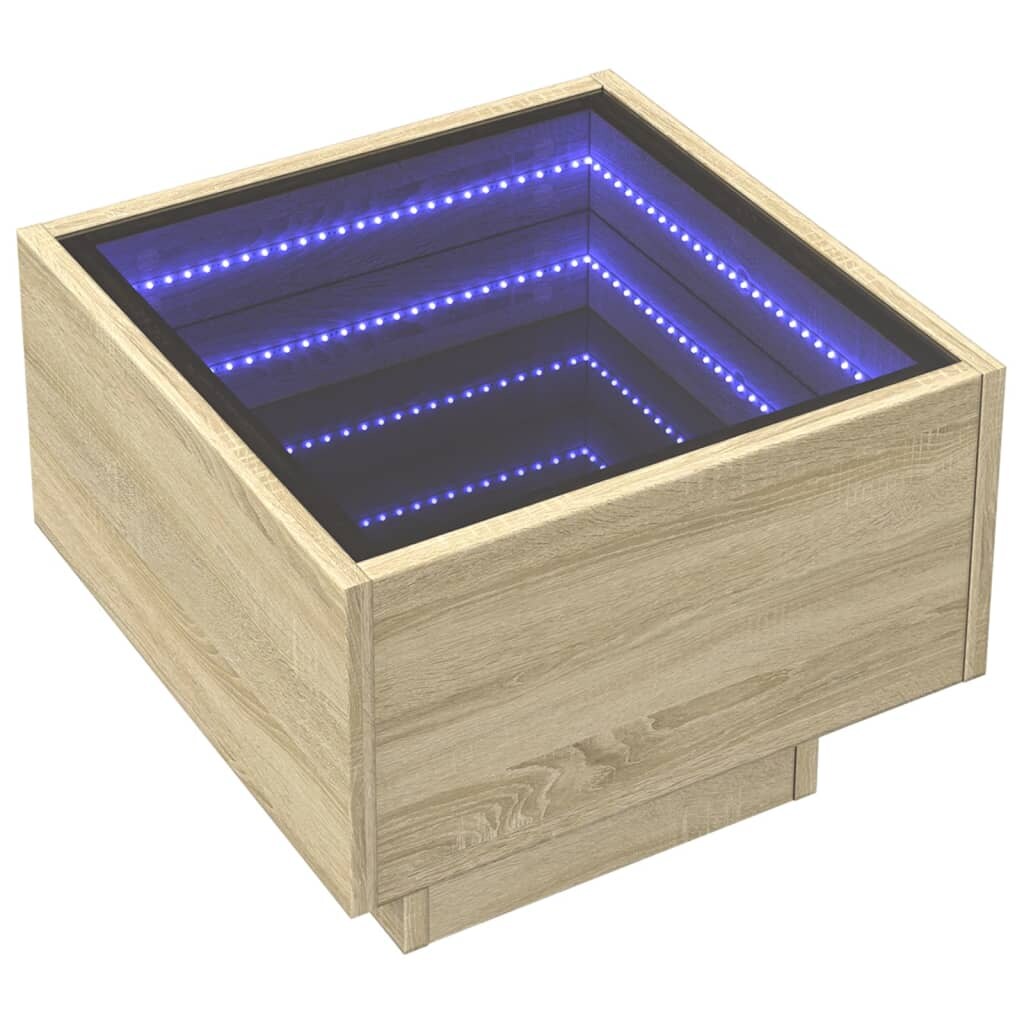 vidaXL Nachttisch mit Infinity-LED Sonoma-Eiche 40x40x30 cm Image