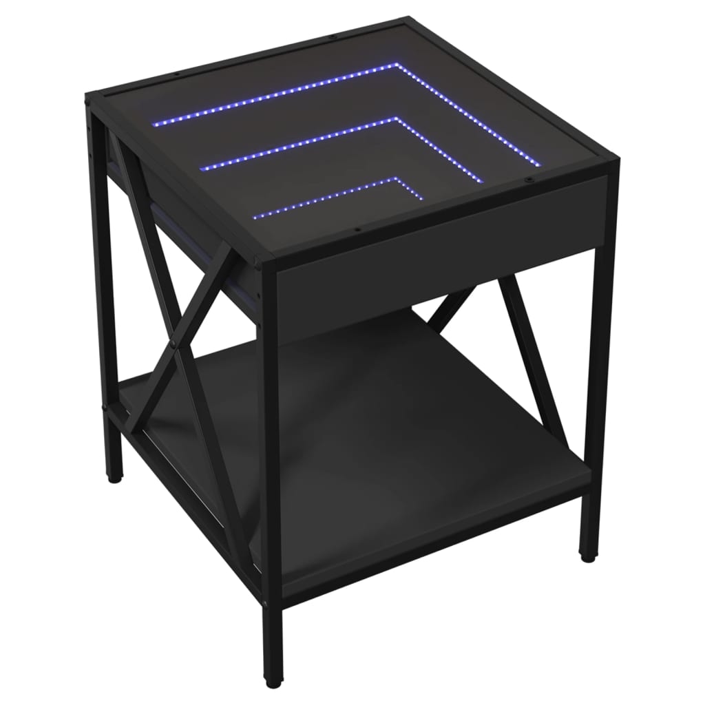 vidaXL Nachttisch mit Infinity-LED Schwarz 40x40x49 cm Image