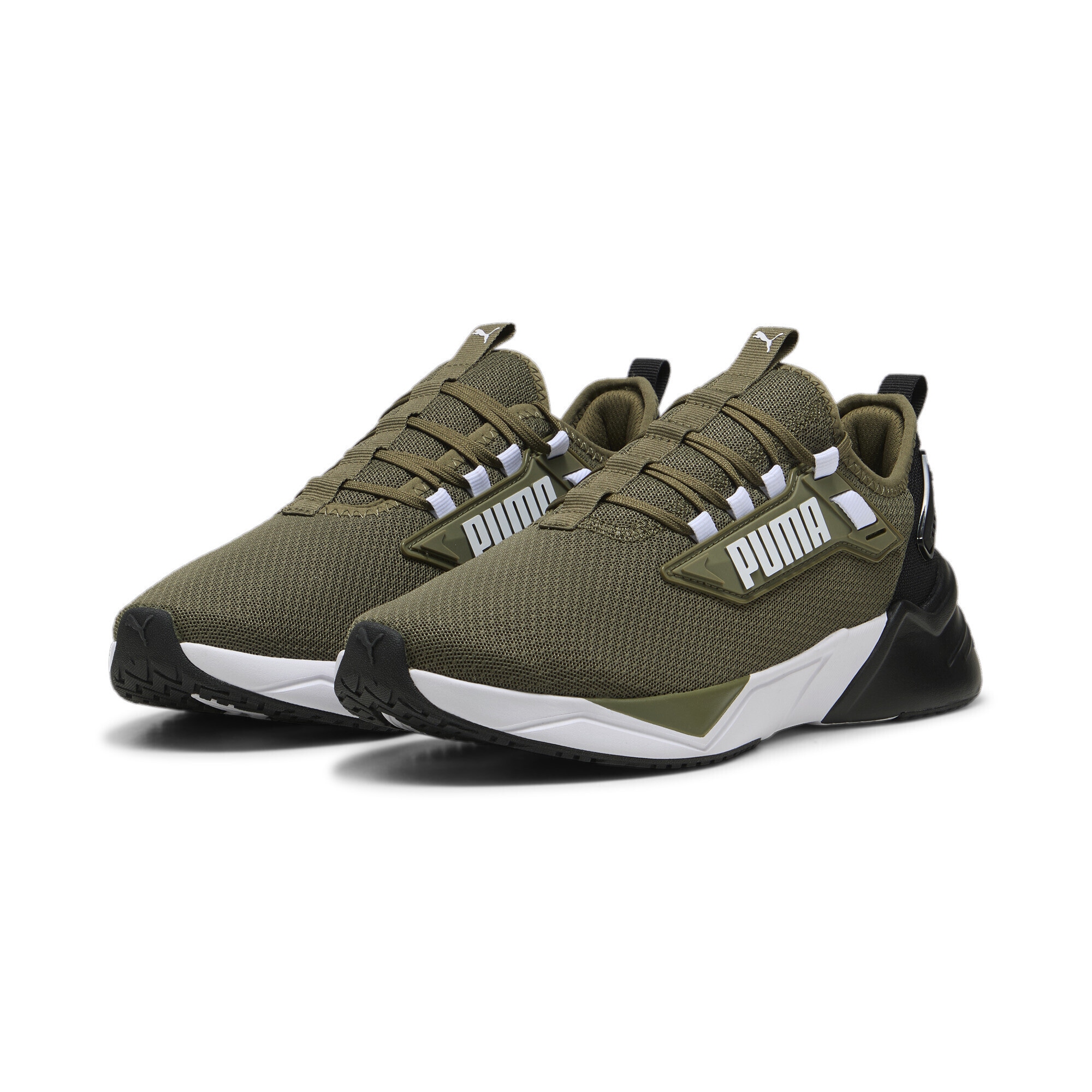 Trainingsschuh PUMA "Retaliate 3 Laufschuhe Erwachsene", Damen, Gr. 40, grün (olive schwarz grün), Obermaterial: Textil, Synthetik; Futter: Textil; Innensohle: Textil; Laufsohle: Synthetik, Gummi, Schuhe
