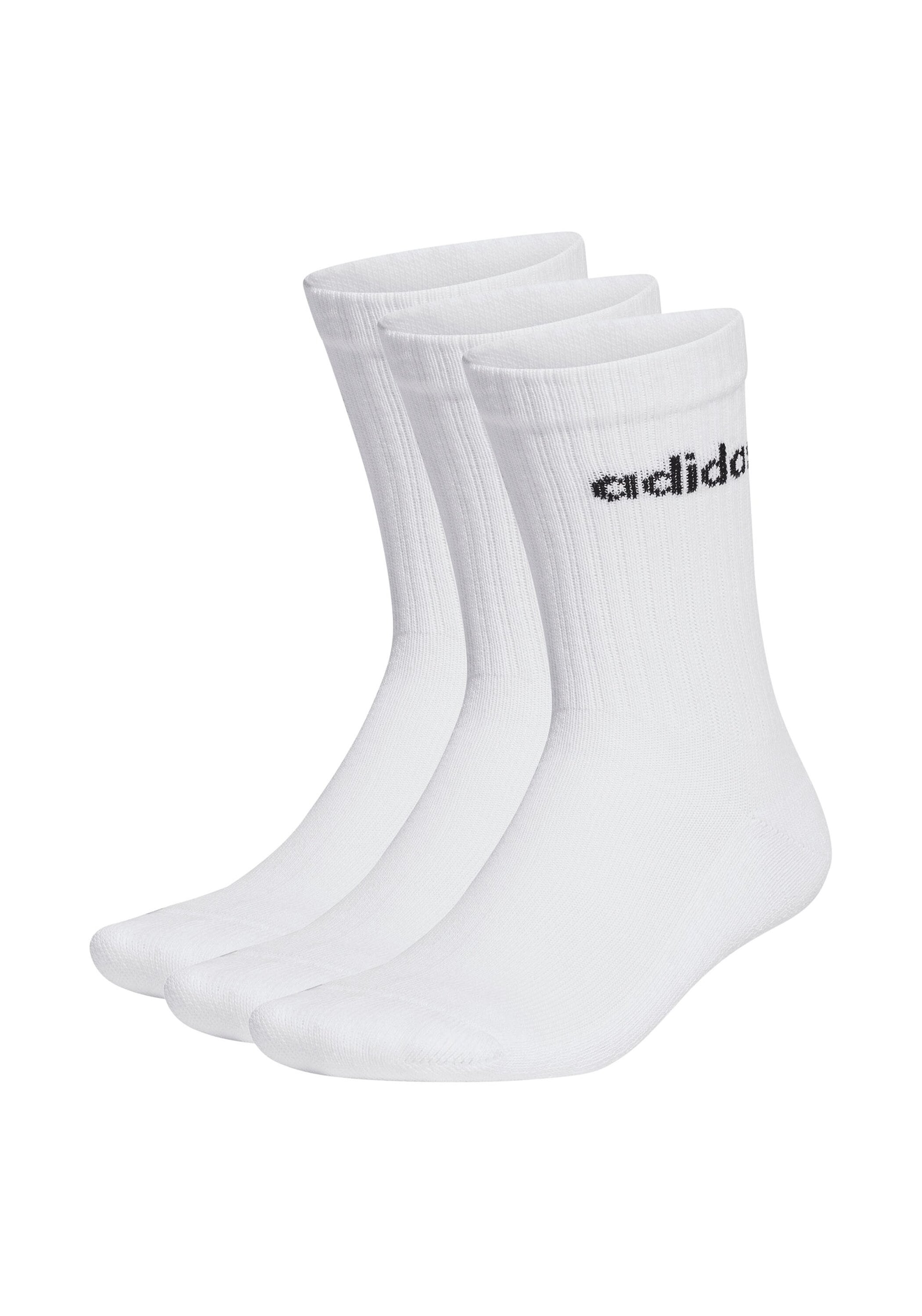 Kurzsocken ADIDAS ORIGINALS "Socken Linear Crew Cushioned 3er Pack", Herren, Gr. 46-48, weiß, Obermaterial: 75% Baumwolle CO. 22% Polyester PES. 2% Elasthan EL. 1% Nylon NY., Socken Image